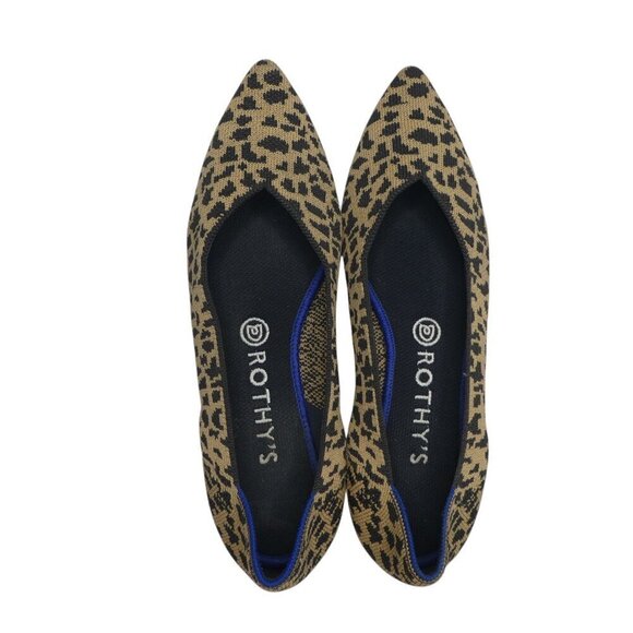 Rothys The Point II Leopard Print Pointed Toe Knit Ballet Flats Womens 10 - Picture 7 of 12